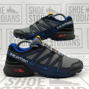 SALOMON Speedcross Vario Grey Black Blue 2016 RUNNING SHOE SIZE 9 MEN 390786